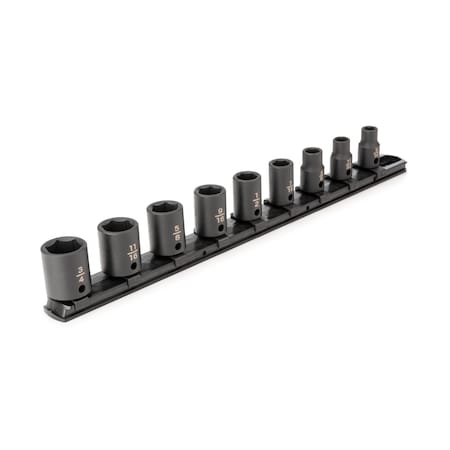 Tekton 3/8 Inch Drive 6-Point Impact Socket Set with Rail, 9-Piece (5/16-3/4 in.) SID91100